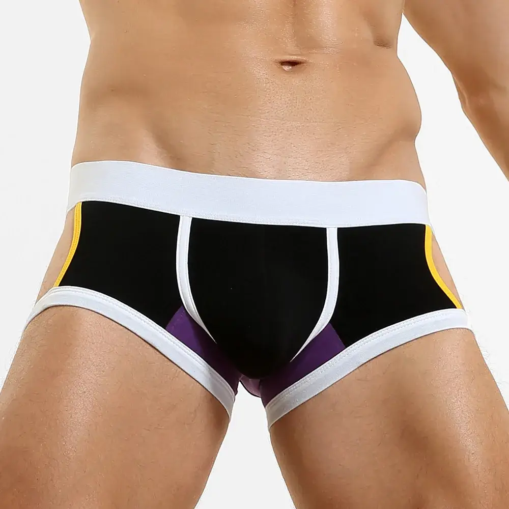 Men's Low-Waist U-Shape Flat Briefs Underwear Trendy Side-Light Design Comfortable Innerwear for Men