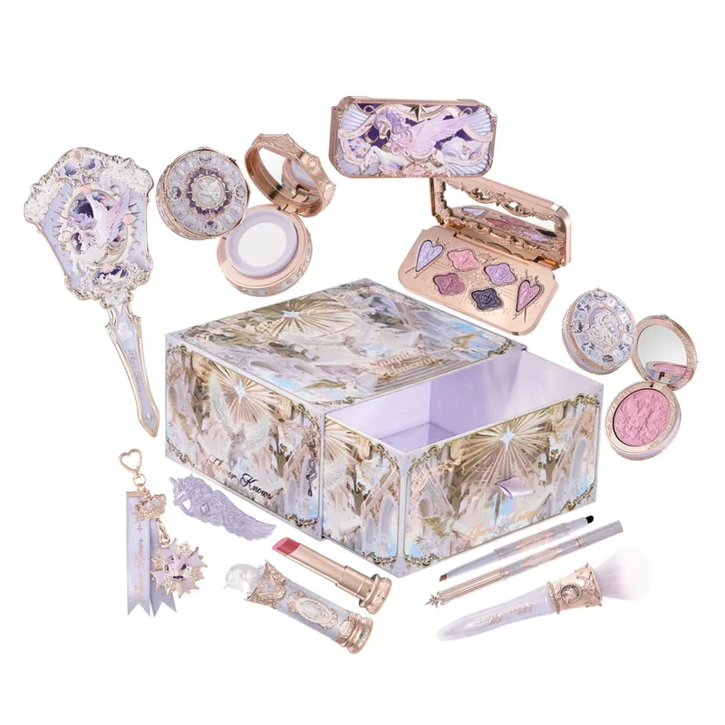 Flor sabe cavaleiro unicórnio maquiagem presente conjunto batom blush configuração em pó luz das estrelas caixa de beleza fada princesa luxo cosméticos