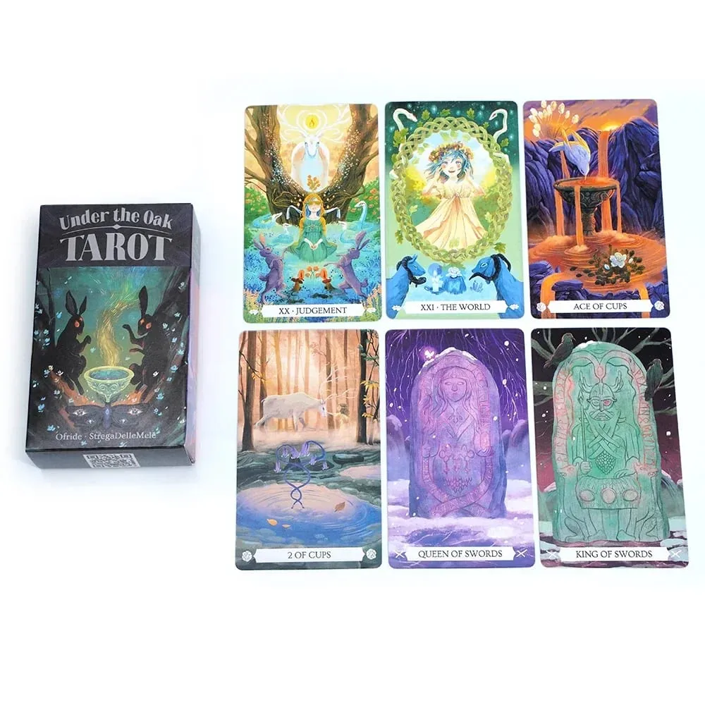 Sob o carvalho 78 peças de cartas de tarô, baralho de adivinhação exclusivo, jogo que combina fatos e ficção para leituras perspicazes