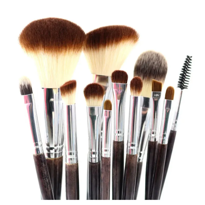 Conjunto de pincéis de maquiagem profissional, 12 peças, pó, base, blush, sombra, delineador, sobrancelha, brilho labial, destaque, kit de ferramentas de beleza