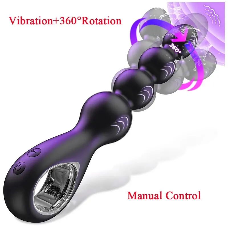Vibratório anal grânulos butt plug vibrador 360 ° rotação masculino massageador de próstata plug anal estimulador brinquedos sexuais para mulheres homens