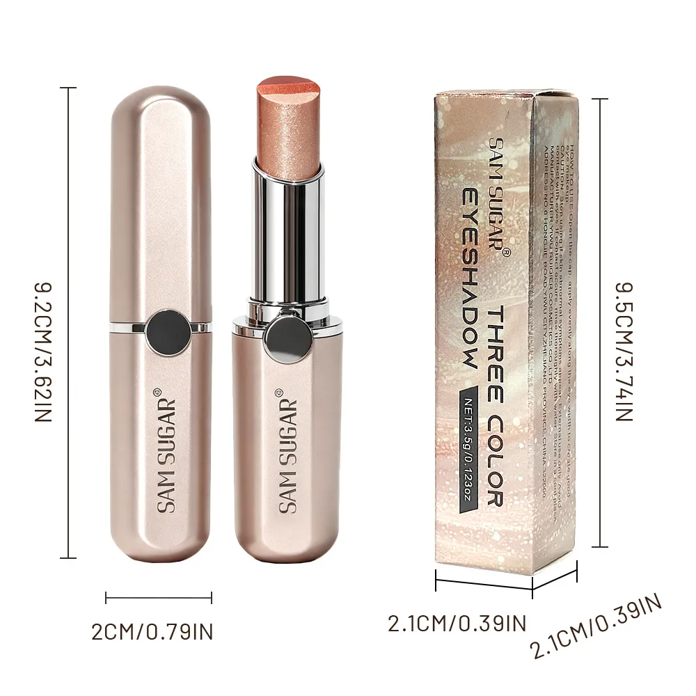Sombra em bastão perolado gradiente em 3 cores, à prova d'água, brilho macio, brilho, aegyo sal, iluminador, sombra para os olhos, maquiagem