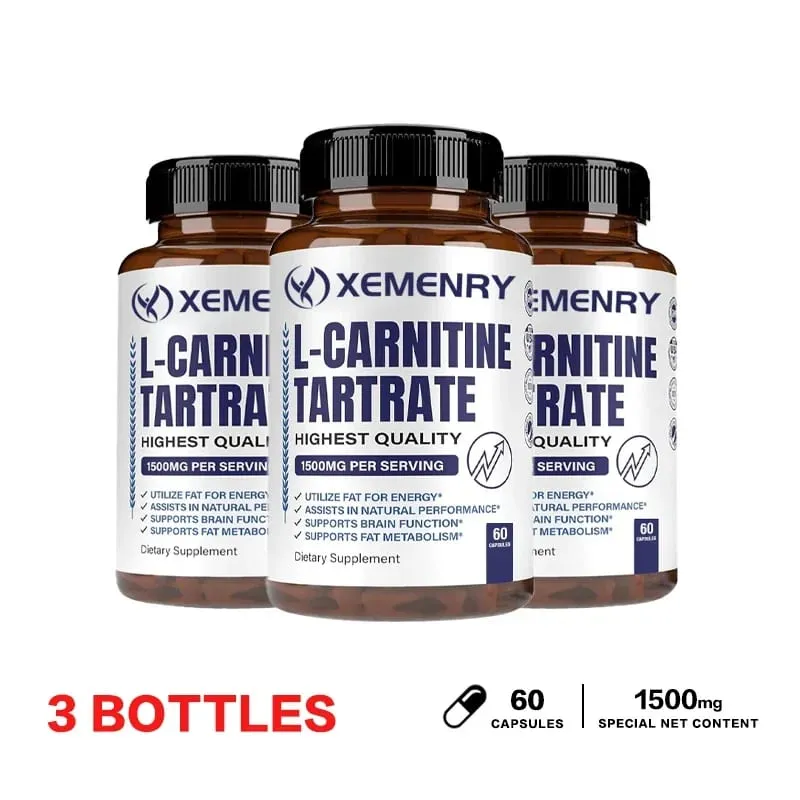 Cápsulas de L-Carnitina - Suporta Concentração de Memória Metabolismo de Gordura Metabolismo Energético Saúde do Cérebro para Homens e Mulheres
