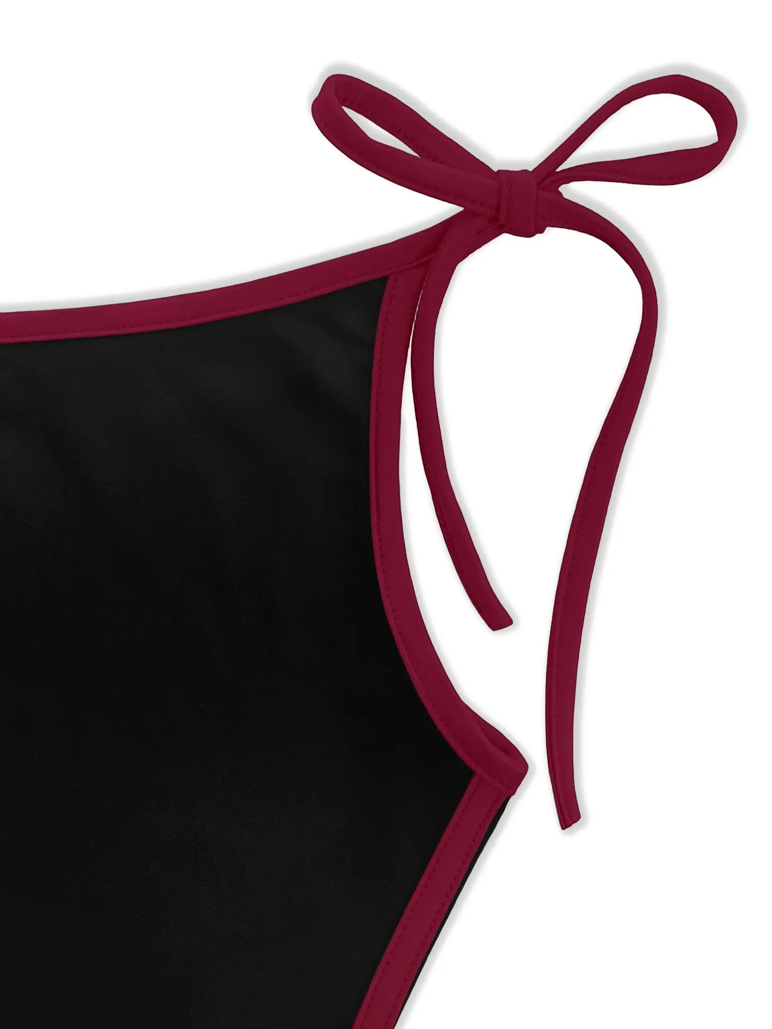 Regata assimétrica de um ombro com alça, regata feminina com contraste vermelho, corte slim, cami verão y2k, colete sem mangas — image 6