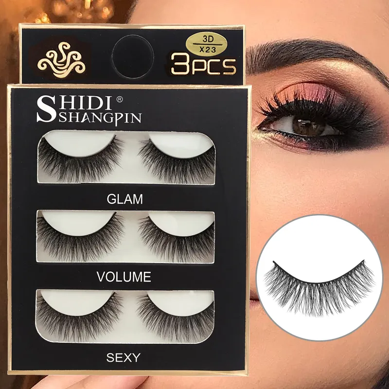 Falso cils 3 pares cílios postiços naturais longos 3d vison cílios macios macios finos feitos à mão cílios falsos ferramentas de maquiagem dos olhos