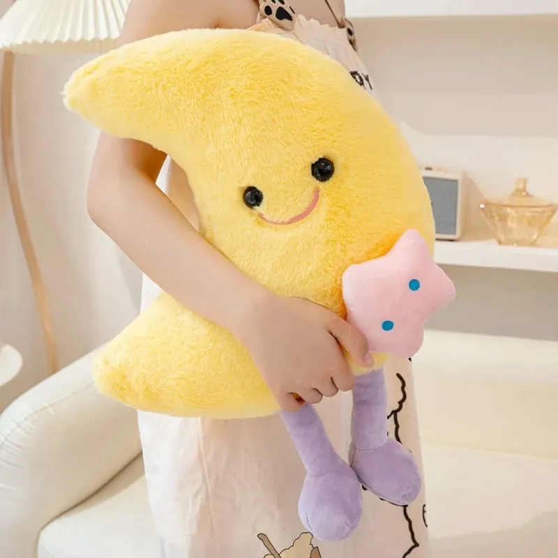 Adorável sorriso lua e nuvem travesseiro de pelúcia confortável sofá almofada pelúcia boneca macia casa decoração do carro presente