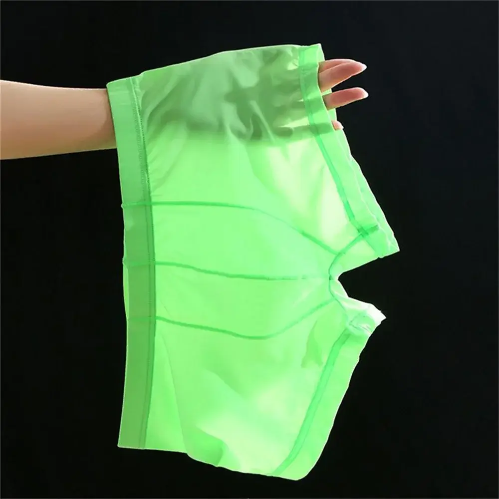 Cool Men's Ice Silk U Convex Underwear Summer Ultra-thin Transparent Boxer Shorts Sexy Male Trunks Plus Size M-XXL