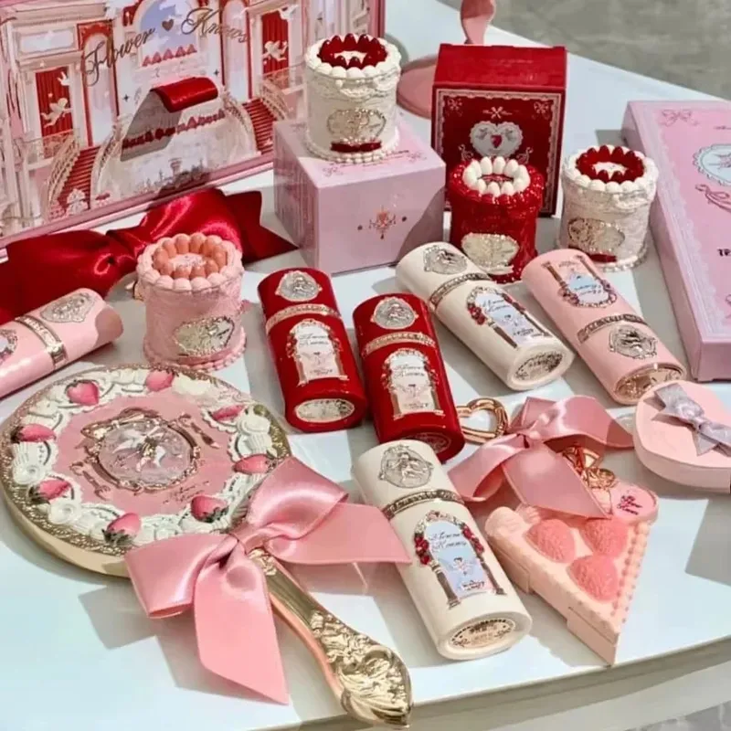 Flor saber morango cupido coleção kit de maquiagem completa profissional rosto paleta blush sombra lábio creme sólido perfume conjuntos