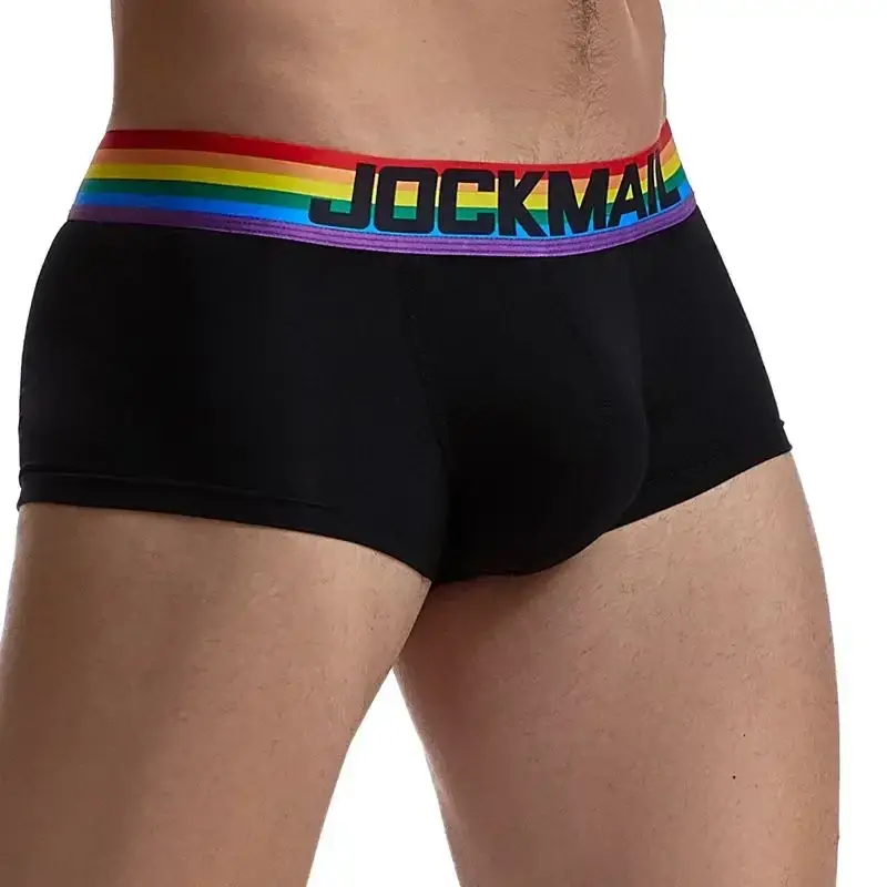 قوس قزح حزام رجل السروال boxershort القطن الرجال الملاكمين الذكور ملابس داخلية جيدة التهوية الرجال سراويل لينة سراويل داخلية للرجال أسود أبيض