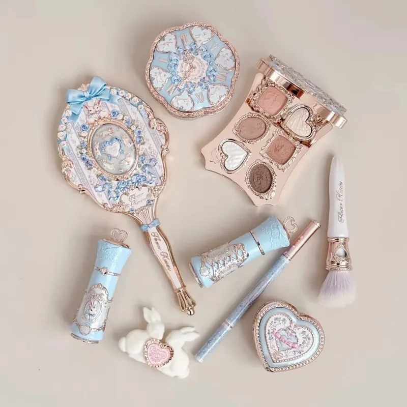 Flor sabe conjunto de maquiagem caixa completa cisne urso jardim coleção em relevo blush brilho batom kit fundação tudo em kit de maquiagem