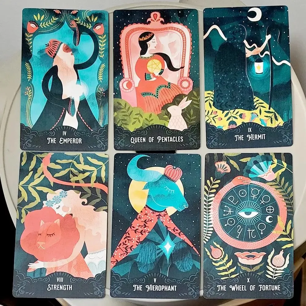 Baralho de tarô Star Maiden, 78 cartas, estético, celestial, divino, cartas de tarô em caixa rígida de duas peças, relevo duplo, 12 x 7 cm