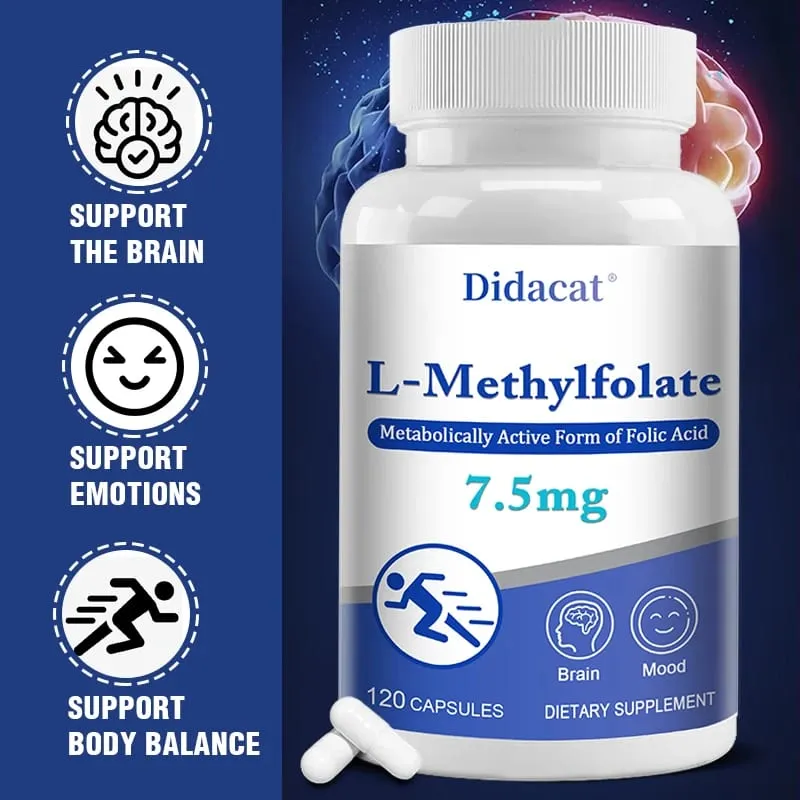 7.5 Mg L-Methylfolate - Professional Strength Active Methyl Folate Supplement for Brain Support Balanced Mood + Immune Health