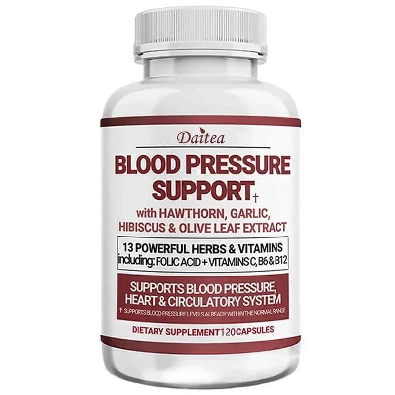Blood Pressure Support Supplement - Heart Cholesterol Cardio - 13 Vitamins with Vitamins C B6 & B12 Hawthorn & Olive Leaf