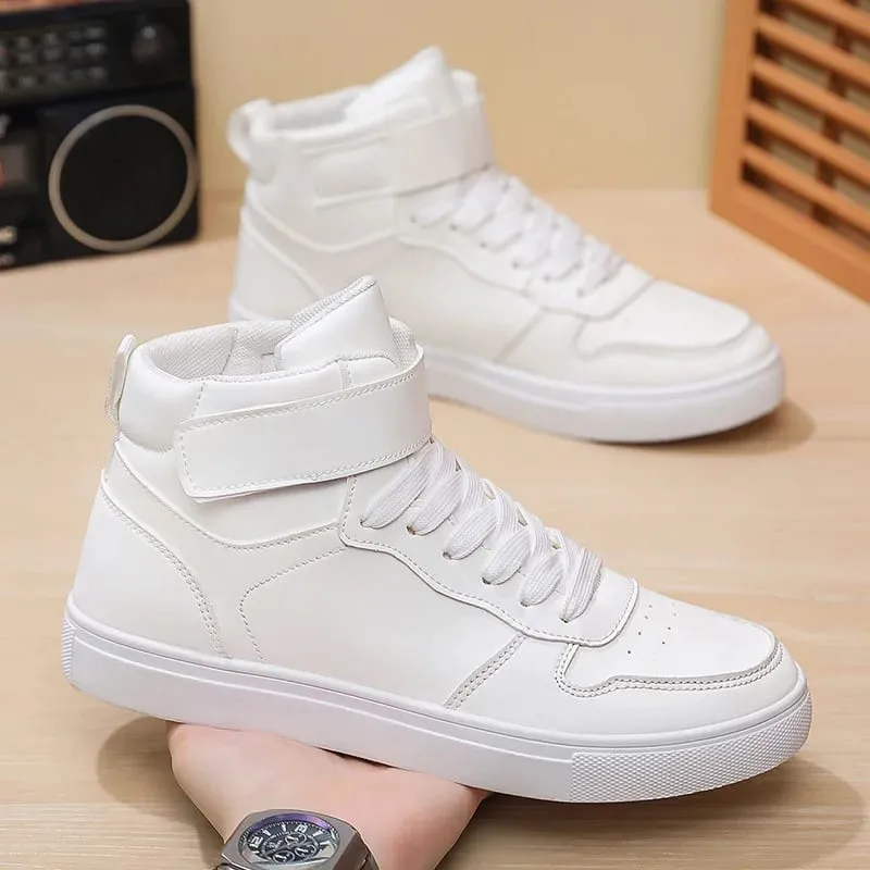 Branco vulcanizado tênis masculino sapatos confortáveis ​​planos rendas até zapatillas hombre outono primavera tênis de alta qualidade mais tamanho 39-48