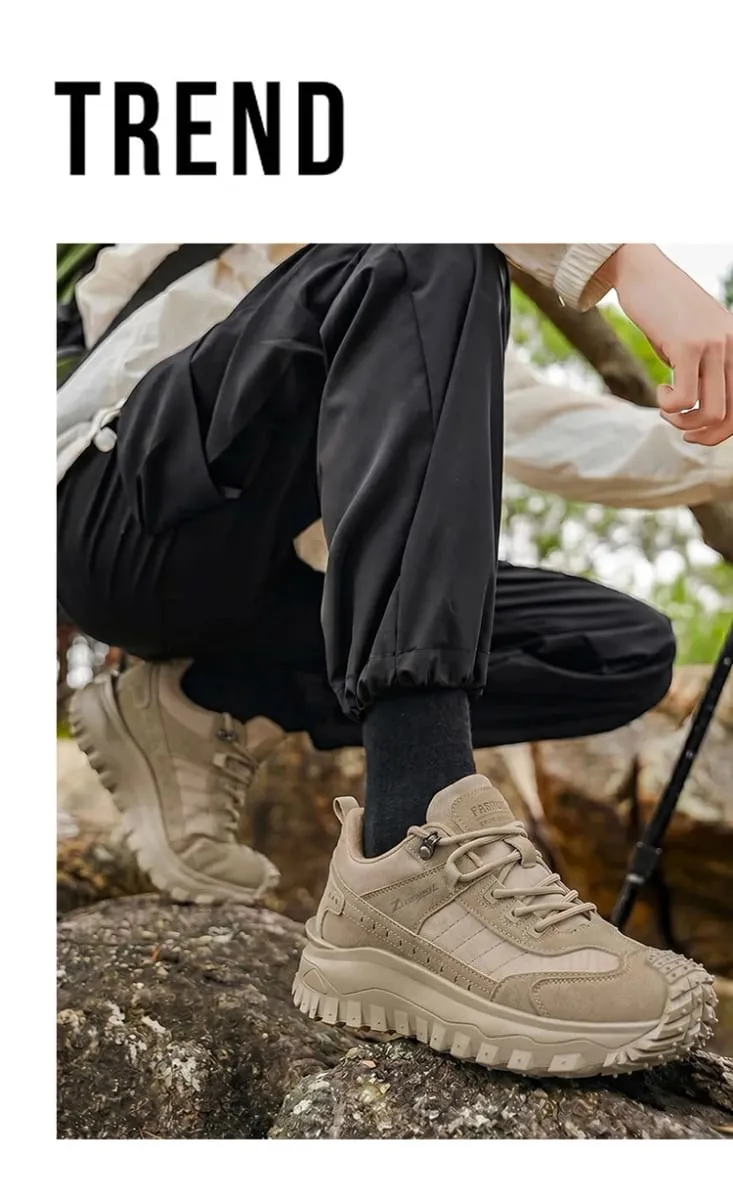 Outdoor Casual Sneakers for Men Thick Bottom Durable Comfortable Lining for Hiking Camping Daily Outing