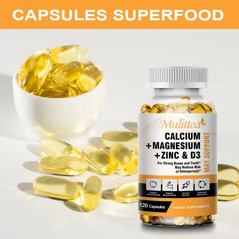 Mulittea Calcium Magnesium Zinc Capsules with Vitamin D3 for Strong Bones & Nervous System Health & Promotes Cell Growth — image 6