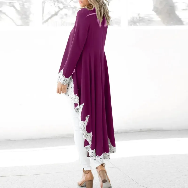 Primavera vestidos elegantes para mulheres de manga comprida o-pescoço pulôver bainha irregular vestidos de cor sólida robe femme soirée verte