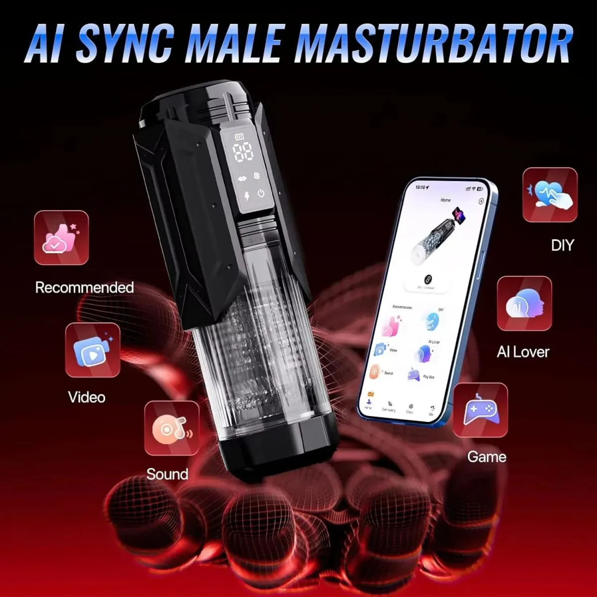 Copo masturbador masculino automático 7 sucção rotativa lambendo assim app led modos bolso buceta Stroker Boquete brinquedos sexuais para homem