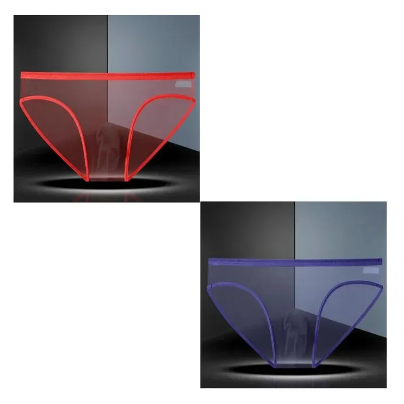 Transparent Underwear Hot Man Pants Ultra-thin Perspective Mid-rise Male Mesh Slips Homme Panties Plus Size