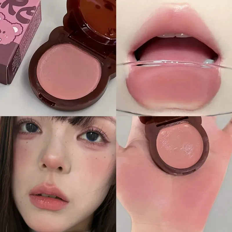 Urso multi-uso bochecha batom cremoso textura macia natural clareamento tez diariamente blush aveludado suave batom maquiagem