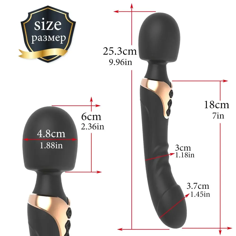 Vibrador av poderoso feminino, varinha mágica, 10 modos, estimulador de clitóris, ponto g, vagina, massageador de mamilos, brinquedos sexuais adultos para mulheres