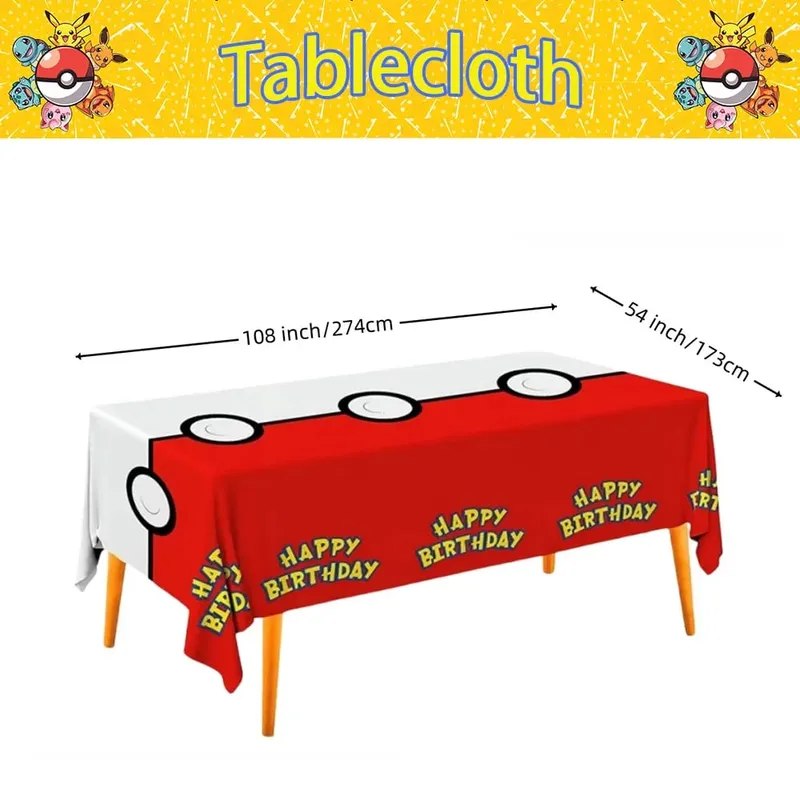 1/10 pçs pokemon toalha de mesa decoração de aniversário descartável toalha de mesa pikachu crianças presentes de aniversário suprimentos de chá de bebê