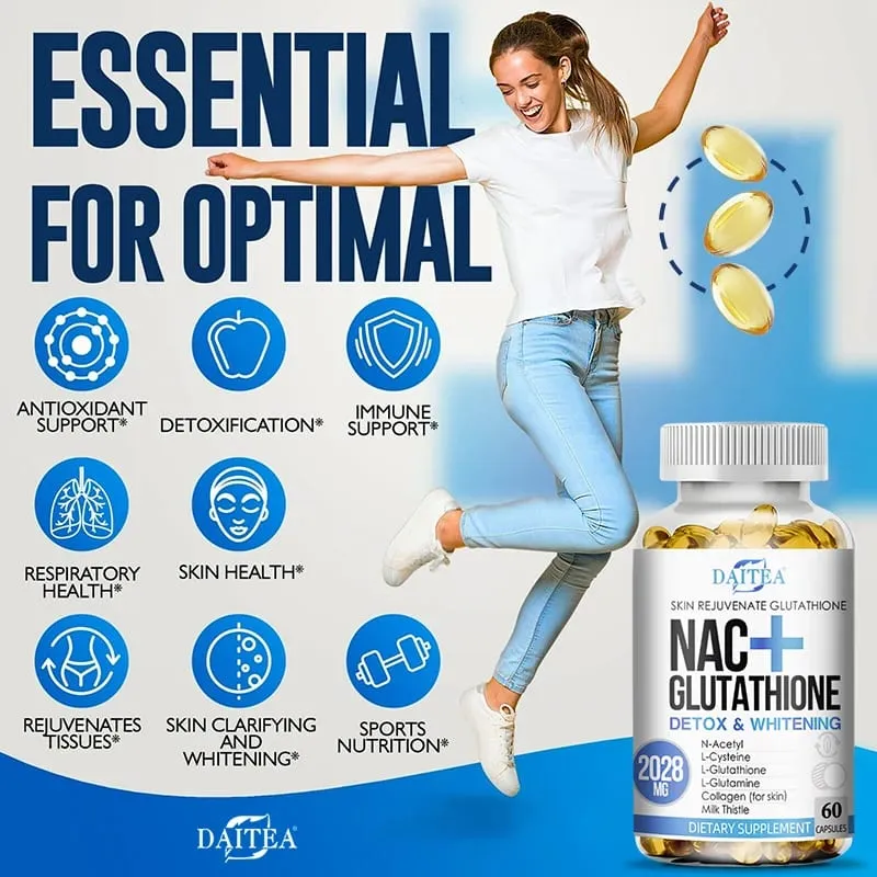 Complexo Antioxidante Intracelular Suplemento NAC L-Glutationa - Promove limpeza, desintoxicação e reparação Reduz lipossomas
