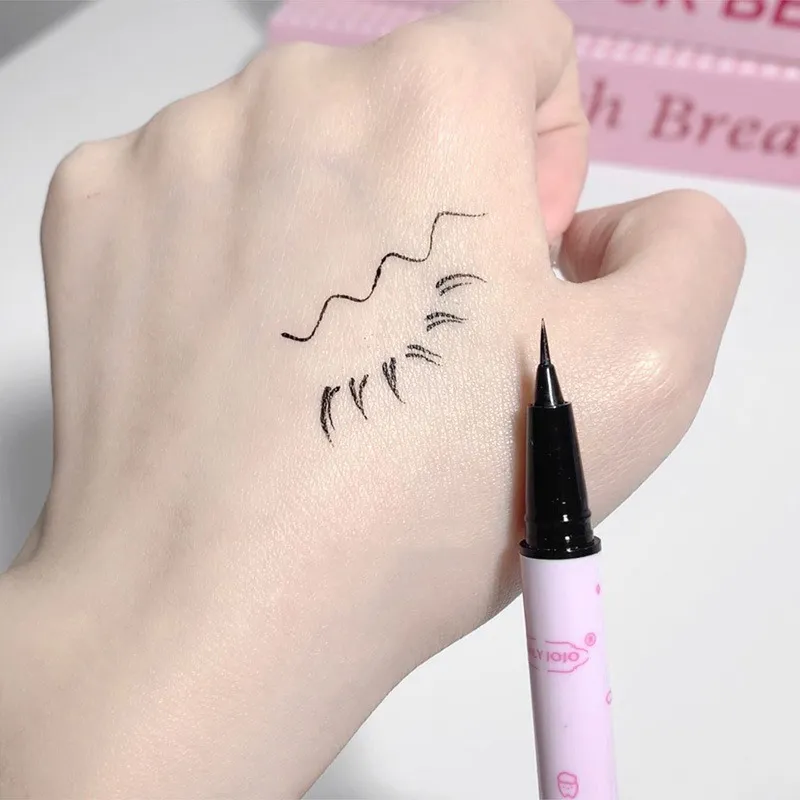 Delineador líquido preto, maquiagem para os olhos, super à prova d'água, de longa duração, fácil de usar, caneta de bicho da seda, ferramentas de cosméticos de maquiagem