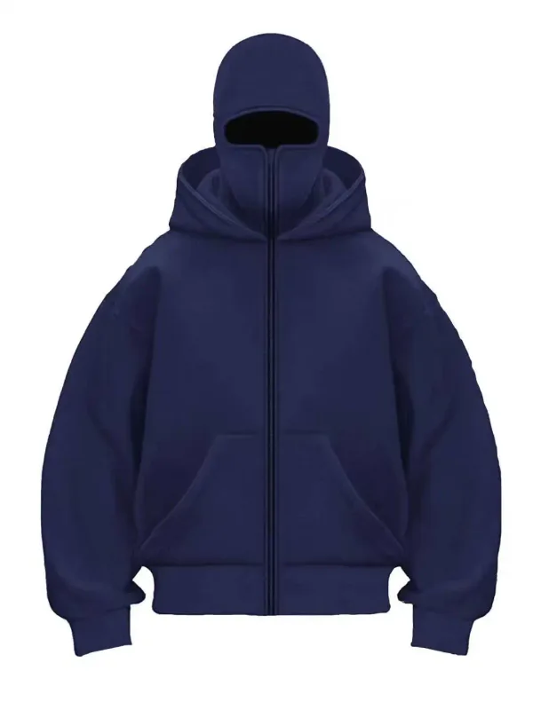 2025 Autumn Men Balaclava Y2K Gothic Harajuku Winter New Item Double Hooded Sweatshirt Men's Hooded Mask Zipper Sportswear Women