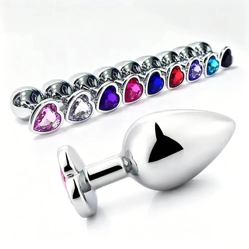 Plugue anal s/m/l em formato de coração, contas anais de cristal de metal, massageador de próstata, produtos adultos gays, loja de brinquedos sexuais para mulheres e homens — image 2