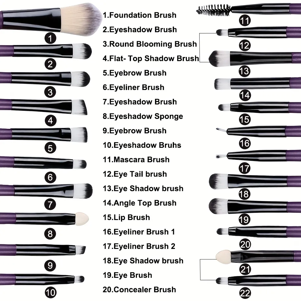 Conjunto de pincéis de maquiagem para os olhos, 20 peças, portátil, macio, ferramentas de beleza, base, sombra, delineador, multifuncional, iniciante