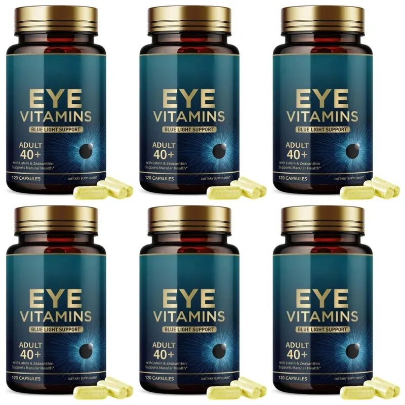 Cápsulas de vitaminas para os olhos, suporte de luz azul com luteína e zeaxantina para mais de 40 cápsulas de suporte à saúde macular para homens e mulheres 120 cápsulas