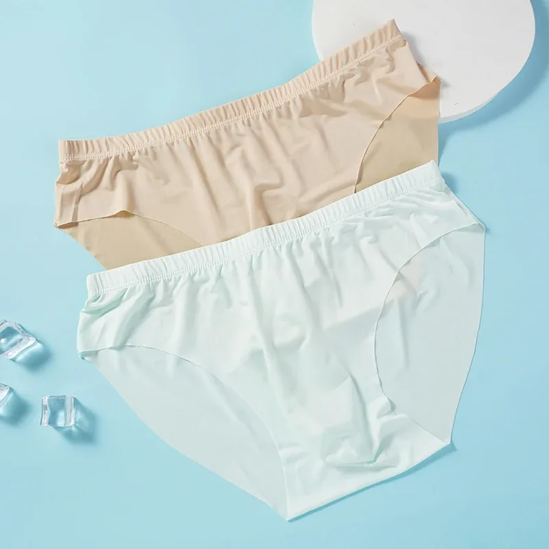 4pcs Men's Ice Silk Briefs Summer Transparent Seamless Sexy Quick-drying Trendy Breathable Underwear Ultra-thin Panties