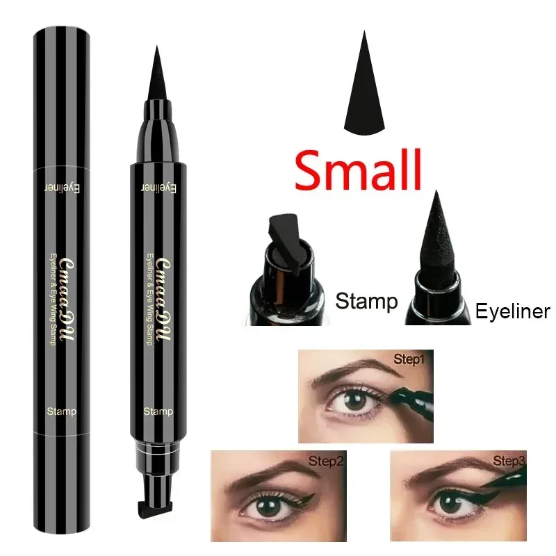 Delineador grande com vedação de duas cabeças, à prova d'água e de secagem rápida, delineador líquido preto, caneta de cola para cílios pequenos, maquiagem cosmética, 1 peça