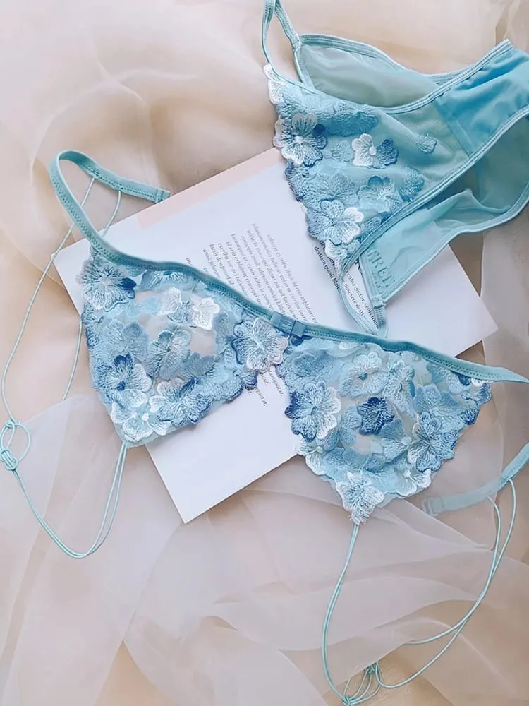 Conjunto de bralette minimizador sem fio, busto grande, estilo francês, copo triangular, lingerie de renda, conforto puro, sexy, conjunto de roupa íntima feminina