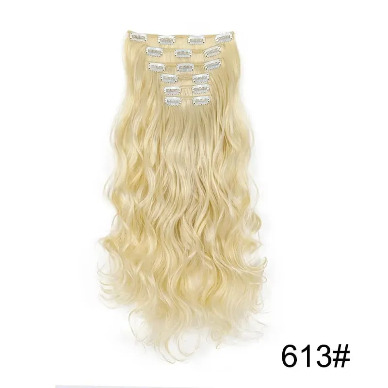 22 Polegada sintético 6 pçs/set longo encaracolado extensão do cabelo grosso macio peruca para cobertura de linha fina curta para uso diário feminino