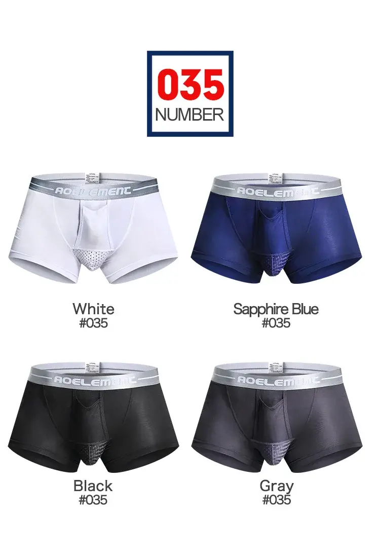 Bullet Separation Underwear Men's Ventilated and Breathable Summer Dry Underwear Ice Silk Pouch Ice Health Boxer Briefs