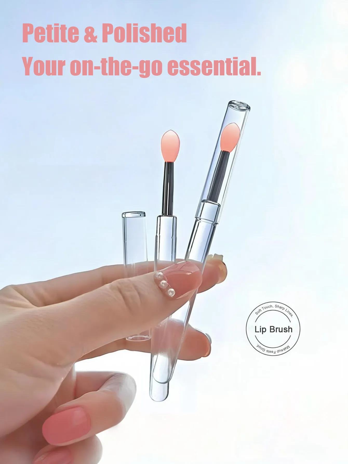 4/10 Pcs Reusable Silicone Lip Brush with Cap Portable Lip Gloss & Lip Mask Applicator Dual-Ended Makeup Brush for Lips and Ey