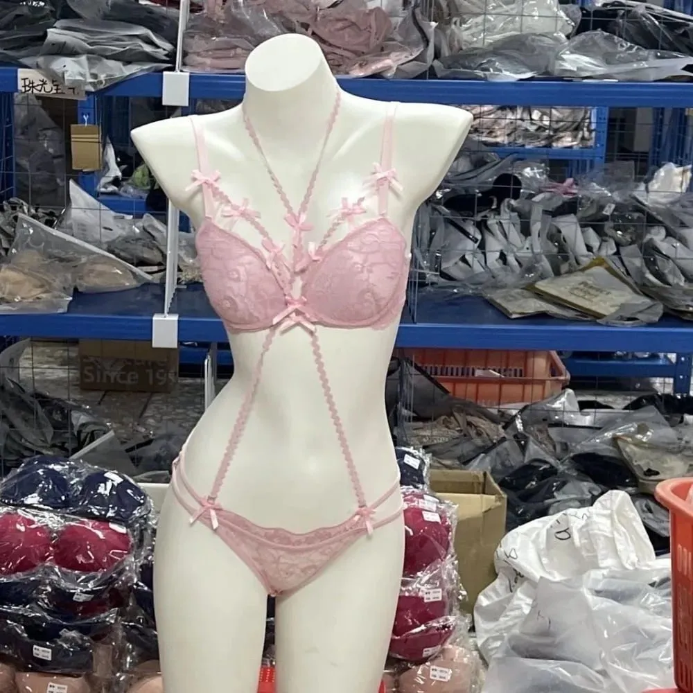セクシーな BANERDANNI Bowknot Roxo Conjunto de Roupa Interior Fina Alça de Ombro Conforto Puro Look Feminino Lingerie Íntima 32-38 Roupas Diárias