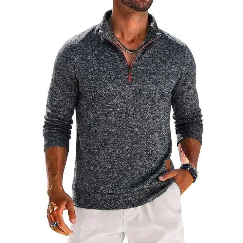 Long Sleeve Quarter Zip Men's Sweatshirt Solid Pullover Man Zip Up Hoodies for Man Casual Mens Coats Male Sweatshirt Poleron Men