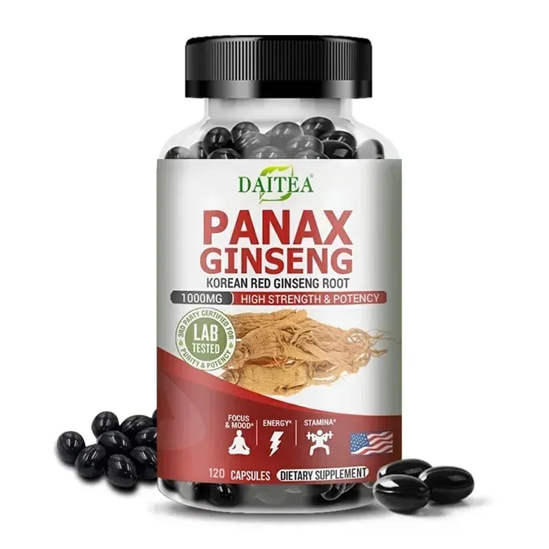 Extrato de Ginseng - Impulsionador do Cérebro para Memória e Foco Suplemento de Óxido Nítrico Aumento de Energia Natural para Homens e Mulheres