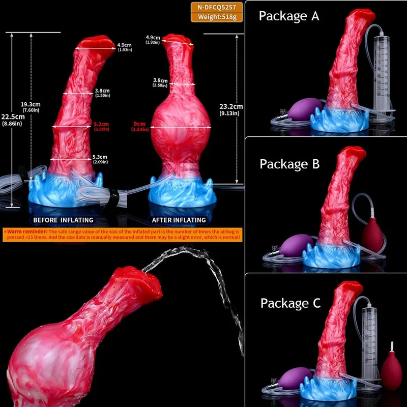 Plugue anal inflável para cavalo, plugue anal de silicone para ejaculação, pênis com nó, ponto g, treinador anal, brinquedo sexual gay, homens e mulheres