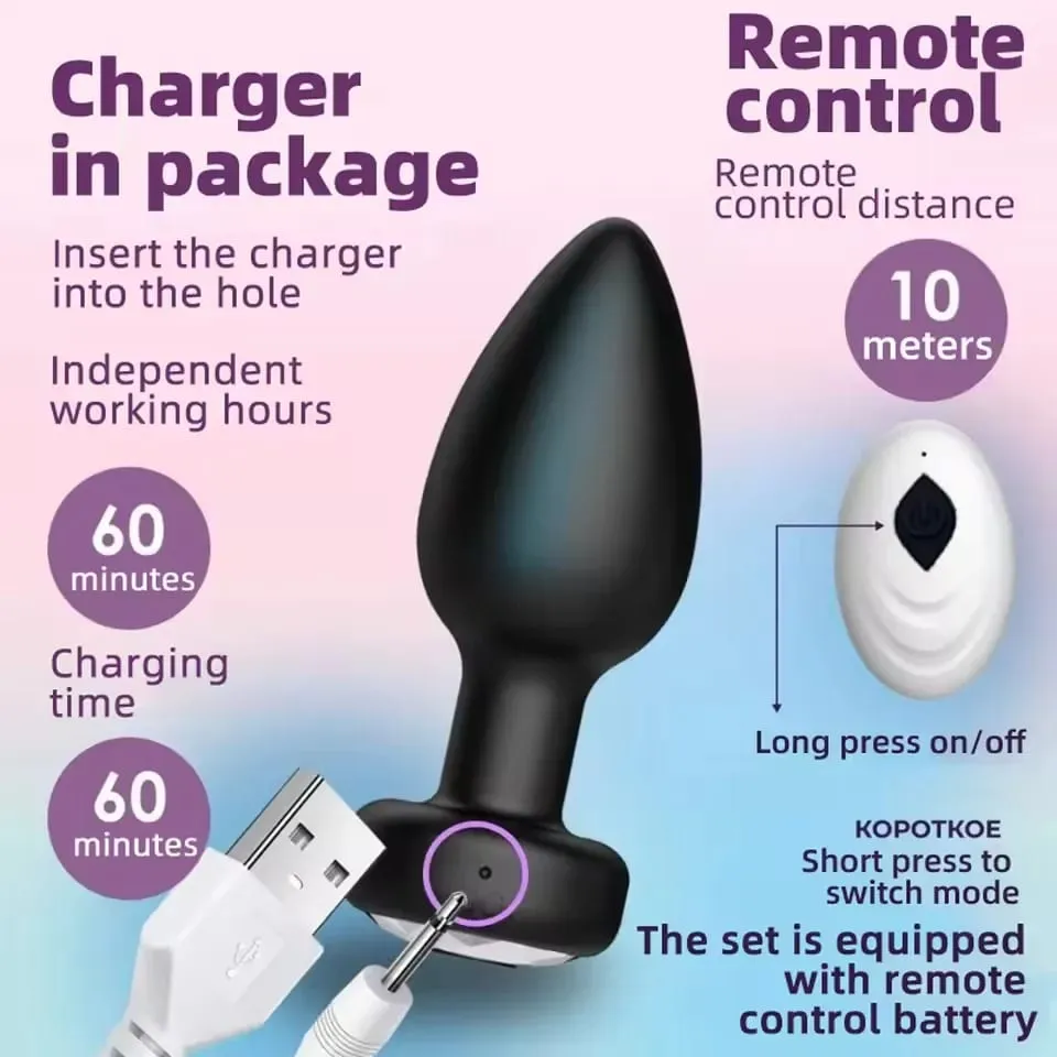 Vibrador anal sem fio para homens, plugue anal com controle remoto, estimulador de próstata, massageador vaginal, brinquedos sexuais adultos, mulheres gays