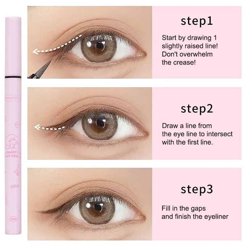 Delineador líquido preto, maquiagem para os olhos, super à prova d'água, de longa duração, fácil de usar, caneta de bicho da seda, ferramentas de cosméticos de maquiagem