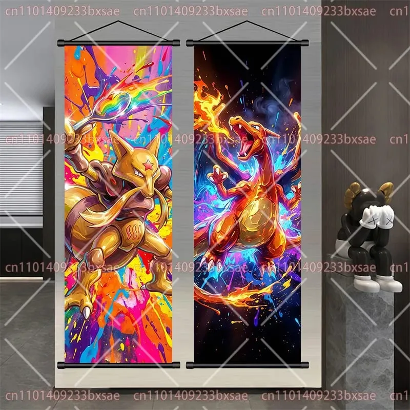 Pokémon anime hd rolagem pintura eevee pikachu suicune charizard mewtwo fundo arte da parede decoração cartaz presente das crianças
