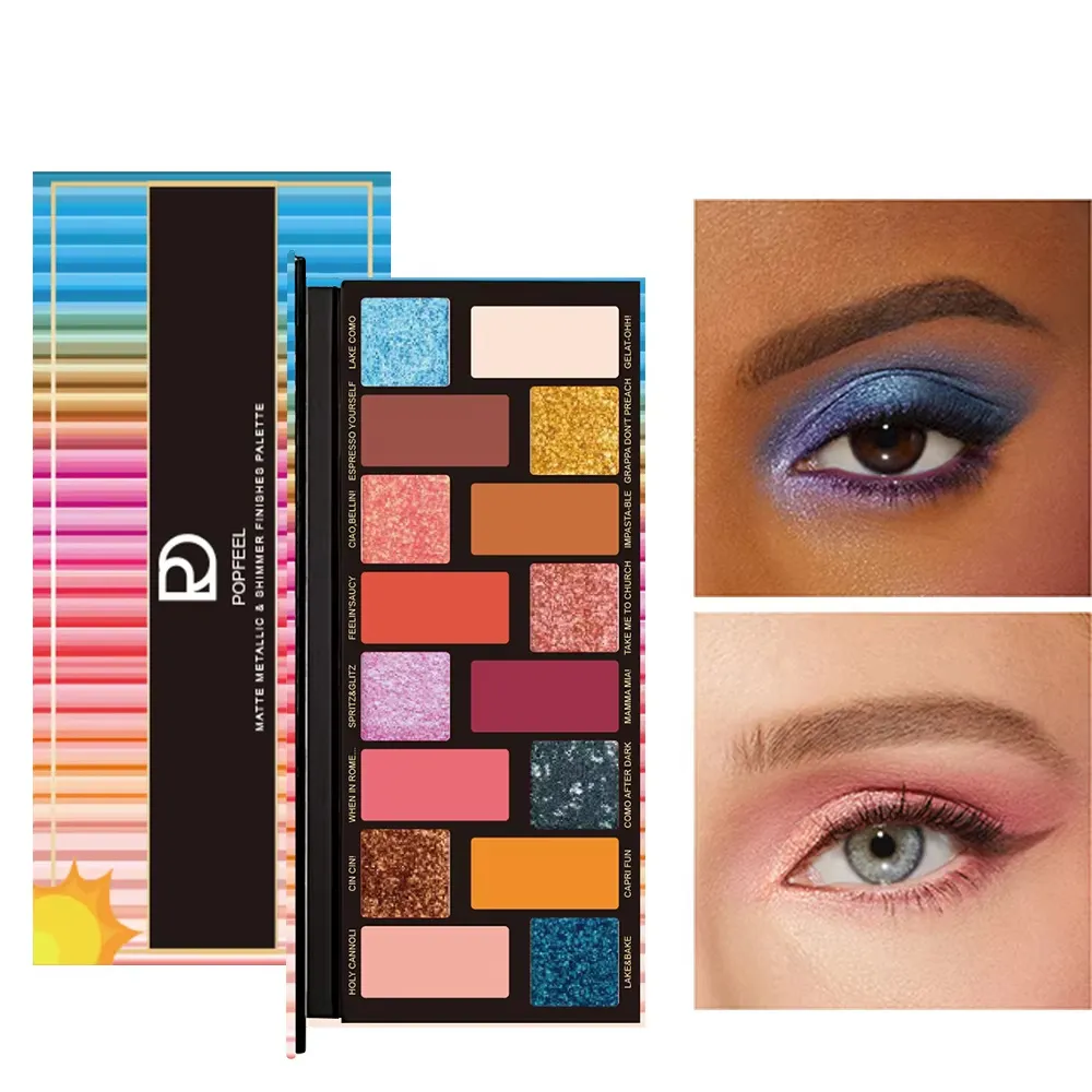 Paleta de sombras estilo coreano essencial, 16 cores, acabamento fosco, à prova d'água, à prova de suor, longa duração e à prova de manchas