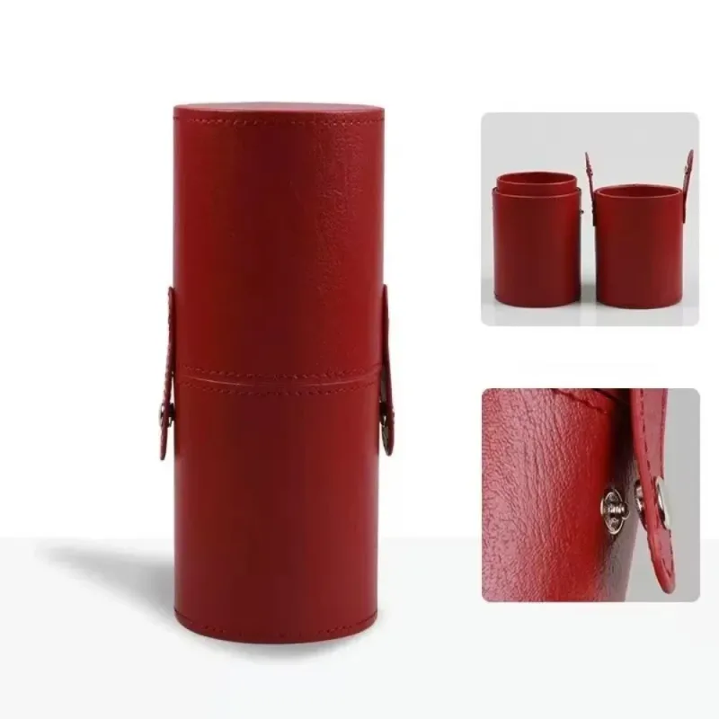 Balde de pincel de maquiagem de couro pu, à prova de poeira, à prova d'água, vazio, porta caneta, organizador portátil de pincéis de maquiagem