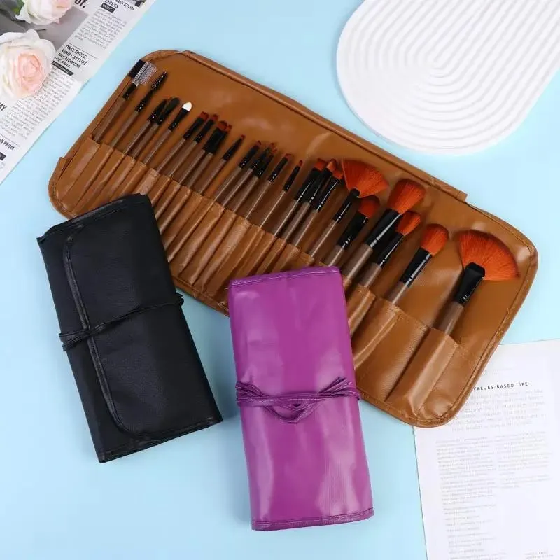 Conjunto de pincéis de beleza profissional de 24 unidades inclui todos os pincéis de maquiagem com bolsa organizadora para uso pessoal e de viagem