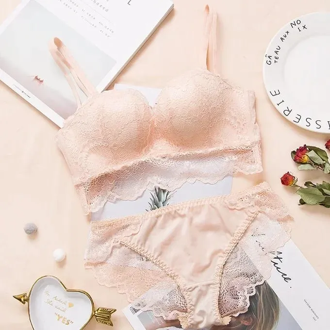 Sexy push up sutiã conjunto de lingerie-confortável sem fio renda roupa interior massagem palma copo para elevador 75c/80c/85c