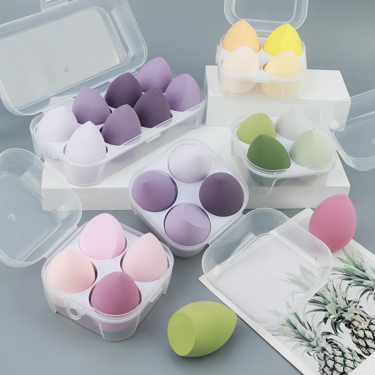 4/8 pçs cosméticos puff maquiagem esponja liquidificador beleza ovo macio fundação esponjas pó puff feminino compõem acessórios ferramentas de beleza